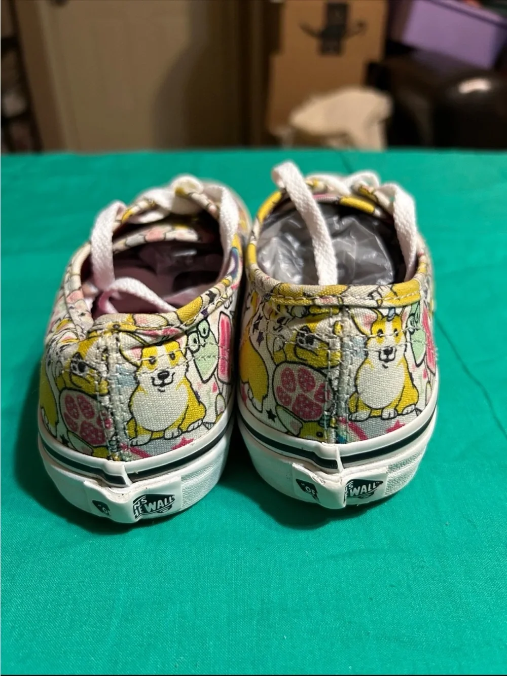 Vans playful corgi